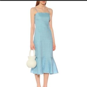 Staud spaghetti strap light blue linen dress